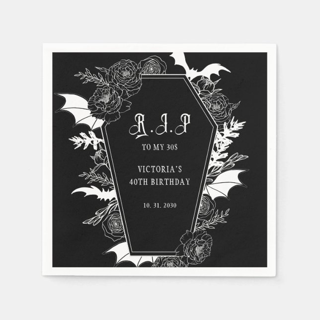 Moody RIP 30s Gothic 40th Birthday Napkins (Front)
