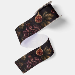Moody Romance Dark Botanical Wedding Satin Ribbon