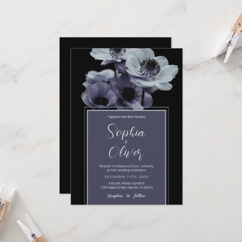 Moody Romantic Dark Floral Gothic Wedding  Invitation