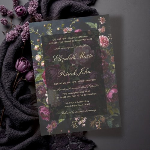 Moody Romantic Dark Formal Modern Classic Wedding Invitation