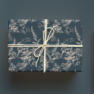 Moody & Romantic Dark Wildflower Wrapping Paper Sheets