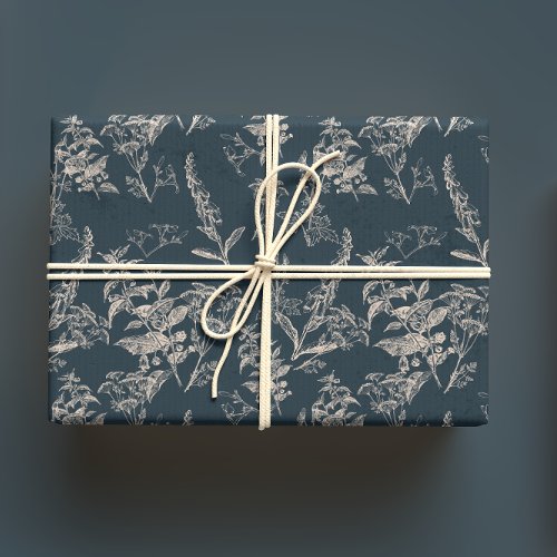 Moody  Romantic Dark Wildflower Wrapping Paper Sheets