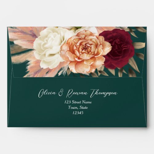 Moody Romantic Floral Wedding Envelope