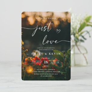 Moody Romantic Script Floral Photo Wedding Invitation
