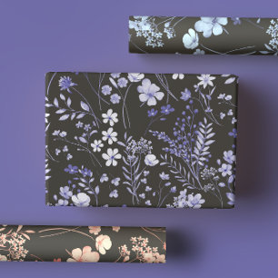 Moody & Romantic Wildflower Tonal Watercolor Wrapping Paper Sheets