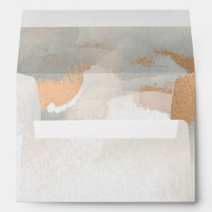 Moody Rose Gold Watercolor Abstract Envelope