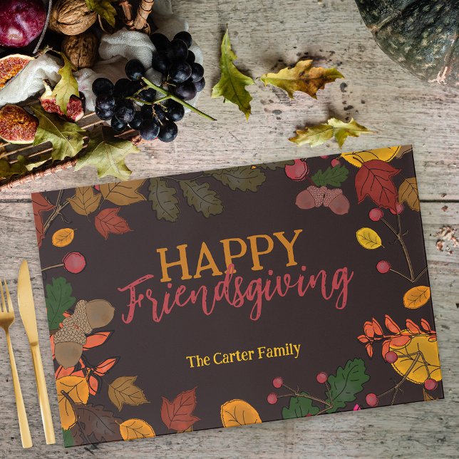 Moody Rustic Fall Foliage Friendsgiving Placemat (Creator Uploaded)
