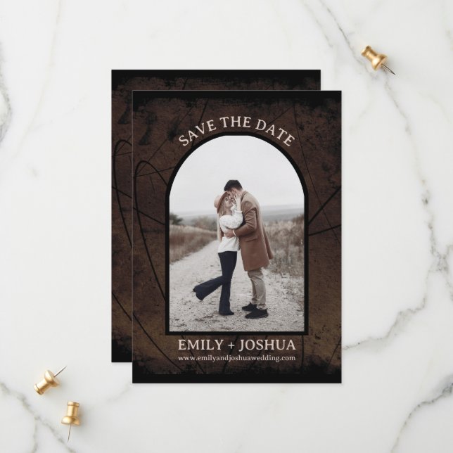 Moody Rustic Flat Save The Date Card Earthy (Front/Back In Situ)