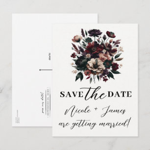 Moody Rustic Garden Florals Bohemian Save the Date Announcement Postcard