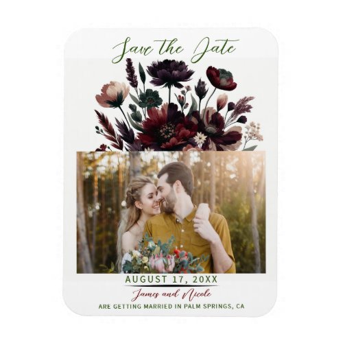 Moody Rustic Garden Florals Bohemian Save the Date Magnet
