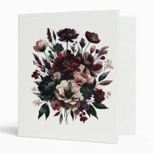 Moody Rustic Garden Florals Bohemian Wedding  3 Ring Binder