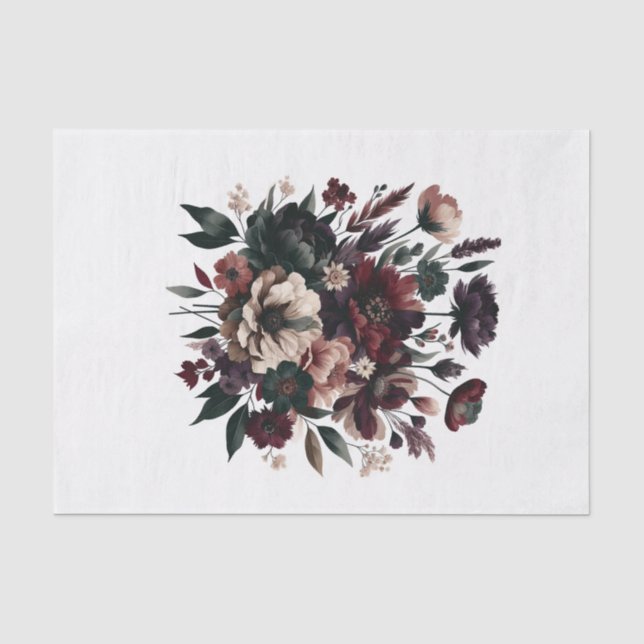 Moody Rustic Garden Florals Bohemian Wedding  Tissue Paper (Front)