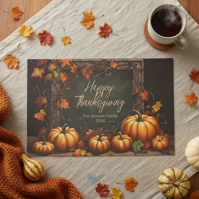 Moody Rustic Pumpkin Harvest Thanksgiving Placemat (Creator Uploaded)