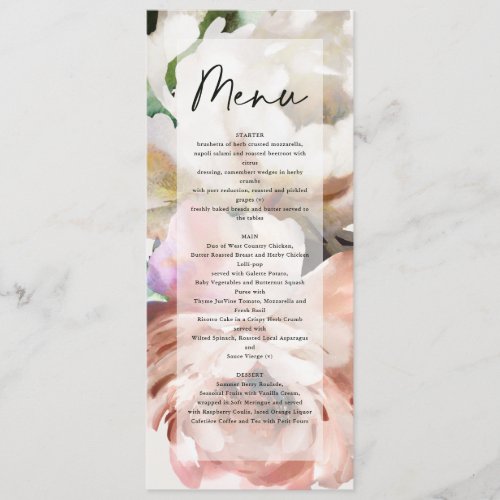 Moody rustic romantic peonies floral botanical menu