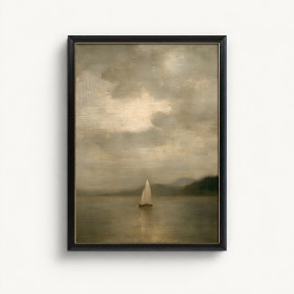 Moody Sailboat Lake Wall Art Poster