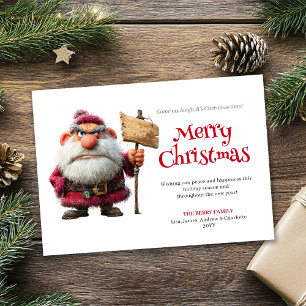 Moody Santa custom comic style Christmas greeting  Holiday Card