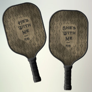 Moody Sepia Custom Name Anniversary Gift Couple Carbon Fiber Pickleball Paddle