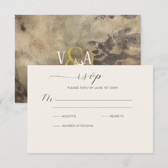 Moody Smoked Gold Ampersand RSVP (Front/Back)