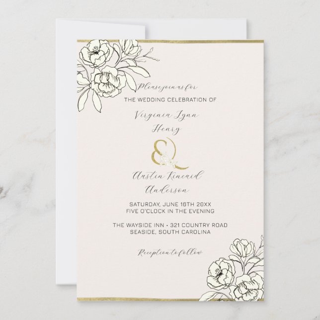 Moody Smoked Gold Ampersand (vertical) Invitation (Front)