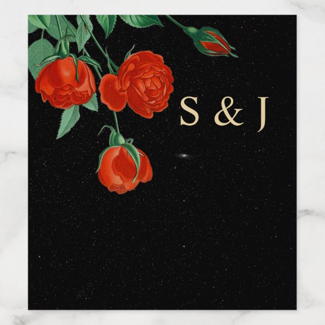 Moody Starry Night Crimson Roses Wedding Envelope  Liner (Design)