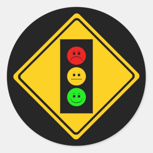 Moody Stoplight Ahead Classic Round Sticker