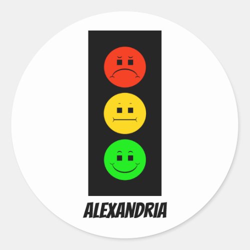 Moody Stoplight Customizable with Name Classic Round Sticker