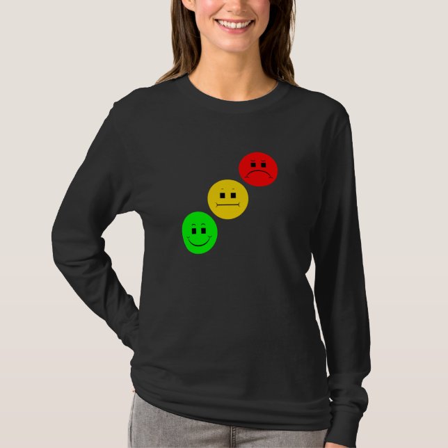 Moody Stoplight Diagonal Stop Light Faces Traffic  T-Shirt (Front)