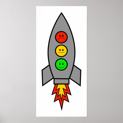 Moody Stoplight Space Rocket   Poster