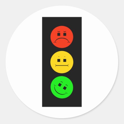 Moody Stoplight Tilted Green Classic Round Sticker