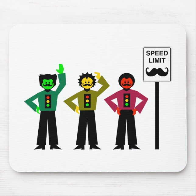 Moody Stoplight Trio Speed Limit Mustachio Mouse Pad (Front)