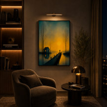 Moody Sunset Lake Wall Art Poster