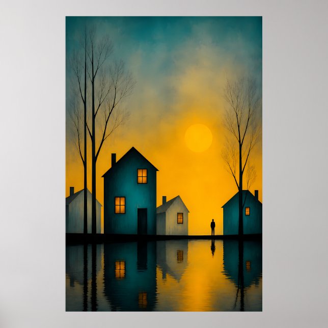 Moody Surreal Landscape Solitary Figure Poster (Front)