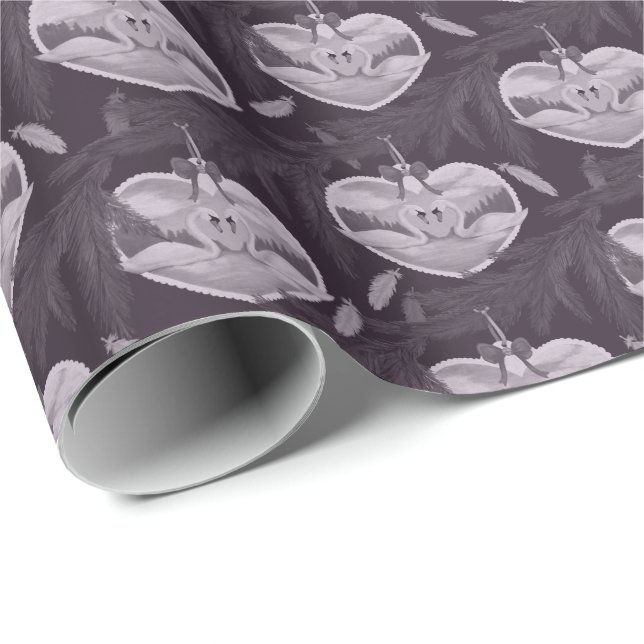 Moody Swan Ornaments Wrapping Paper (Roll Corner)