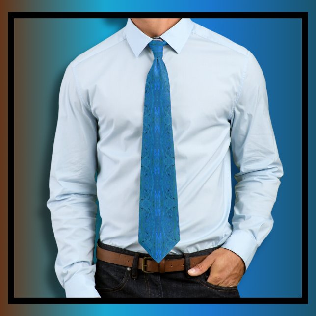 Moody Swirl Pattern Blue  Neck Tie (Creator Uploaded)