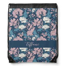 Moody Teal Blush Floral Garden Editable Name