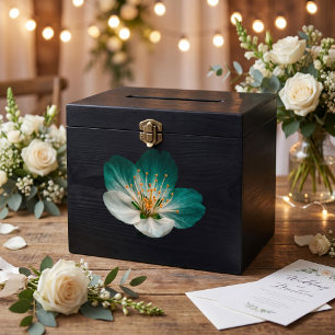 Moody Teal Emerald Macro Sakura Bloom Tissue Paper