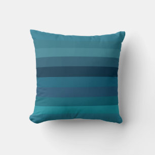 Moody Teal & Navy Stripes Throw Pillow