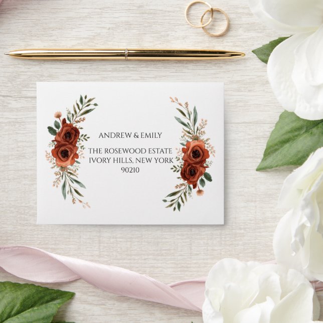 Moody Terracotta boho Floral Wedding RSVP  Envelope (Wedding)