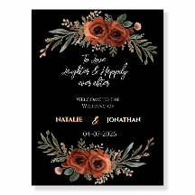 Moody Terracotta Boho Floral Wedding Welcome Si