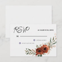 Moody Terracotta Floral Boho Wedding RSVP