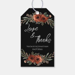 Moody Terracotta Floral Boho Wedding Thank You  Gift Tags
