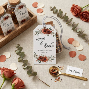 Moody Terracotta Floral Boho Wedding Thank You  Gift Tags