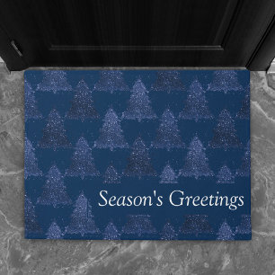 Moody Tree Pattern Classy Dark Navy Blue Custom Doormat