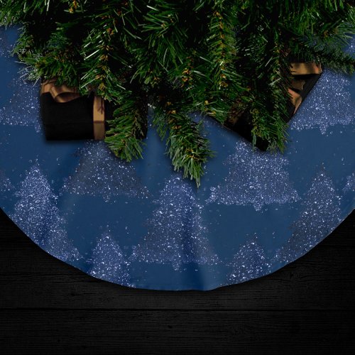 Moody Tree Pattern  Classy Navy Blue Christmas Brushed Polyester Tree Skirt