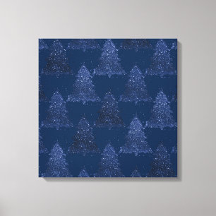 Moody Tree Pattern   Classy Navy Blue Christmas Canvas Print