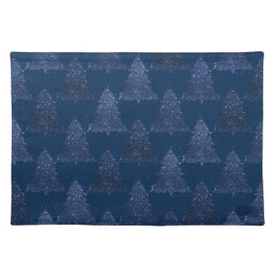 Moody Tree Pattern Classy Navy Blue Christmas Cloth Placemat