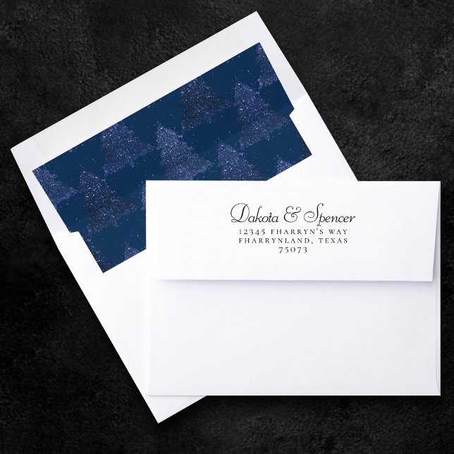 Moody Tree Pattern | Classy Navy Blue Christmas Envelope Liner (Creator Uploaded)
