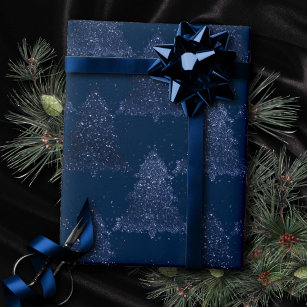 Small Christmas Tree Navy Blue Series Gift Wrapping Paper - Temu