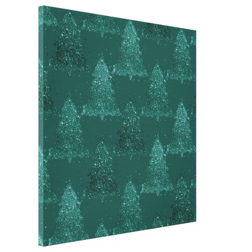 Moody Tree Pattern  Dark Midnight Teal Christmas Canvas Print