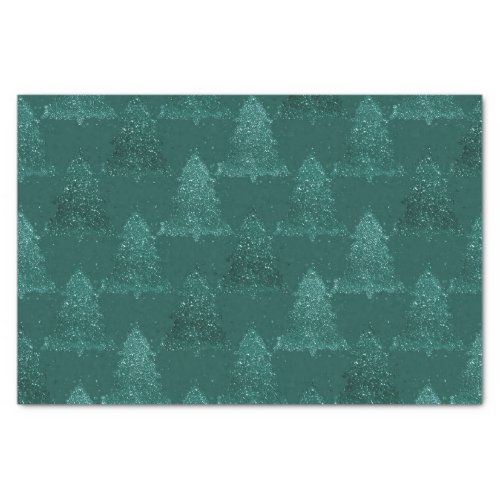 Moody Tree Pattern  Dark Midnight Teal Christmas Tissue Paper